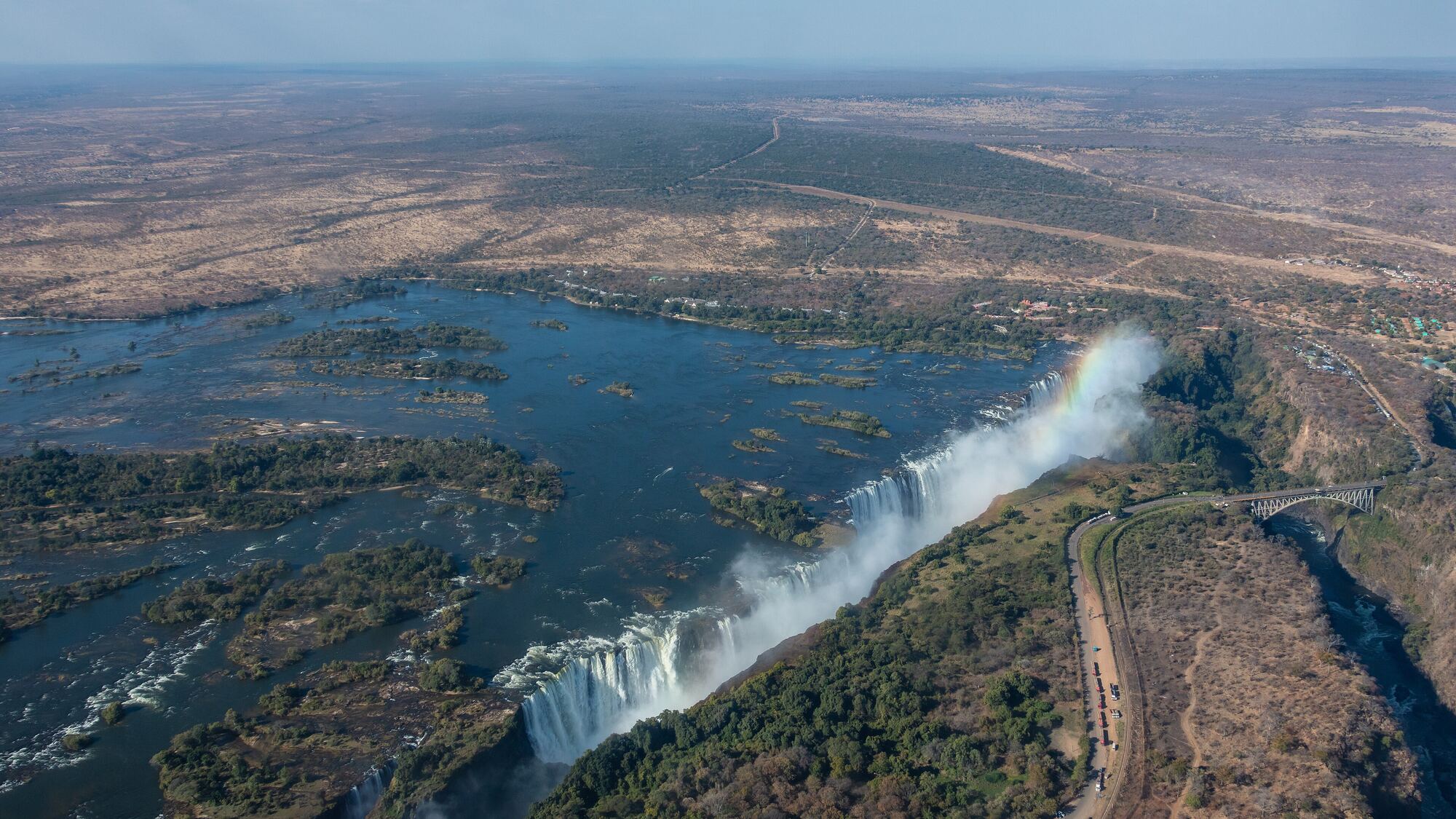 Aerial view of Victoria Falls on the Zambezi, Zimbabwe